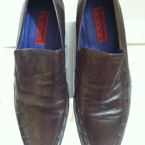 ROBERT WAYNE MENS  DARK BROWN LEATHER SLIP-ON DRESS SHOES SIZE: 9.5M main image 7